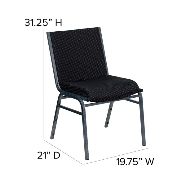 Black Patterned Fabric |#| Heavy Duty Black Dot Fabric Stack Chair - Reception Furniture