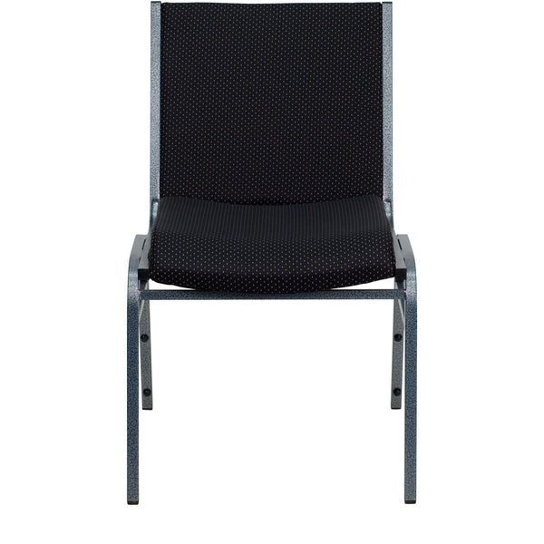 Black Patterned Fabric |#| Heavy Duty Black Dot Fabric Stack Chair - Reception Furniture