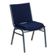 Navy Blue Patterned Fabric |#| Heavy Duty Navy Blue Dot Fabric Stack Chair - Reception Furniture