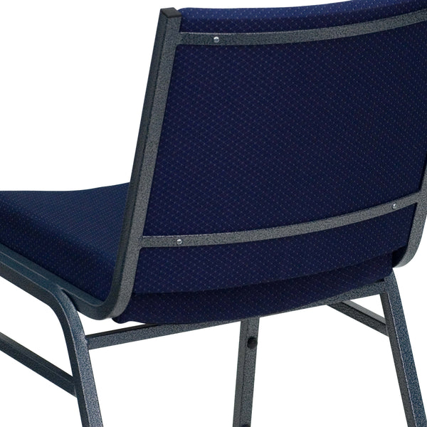 Navy Blue Patterned Fabric |#| Heavy Duty Navy Blue Dot Fabric Stack Chair - Reception Furniture