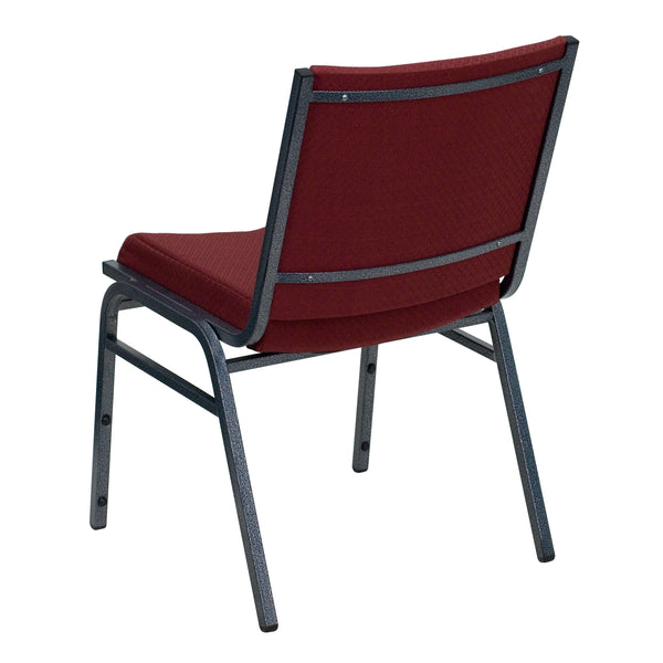 Burgundy Patterned Fabric |#| Heavy Duty Burgundy Patterned Fabric Stack Chair - Reception Furniture