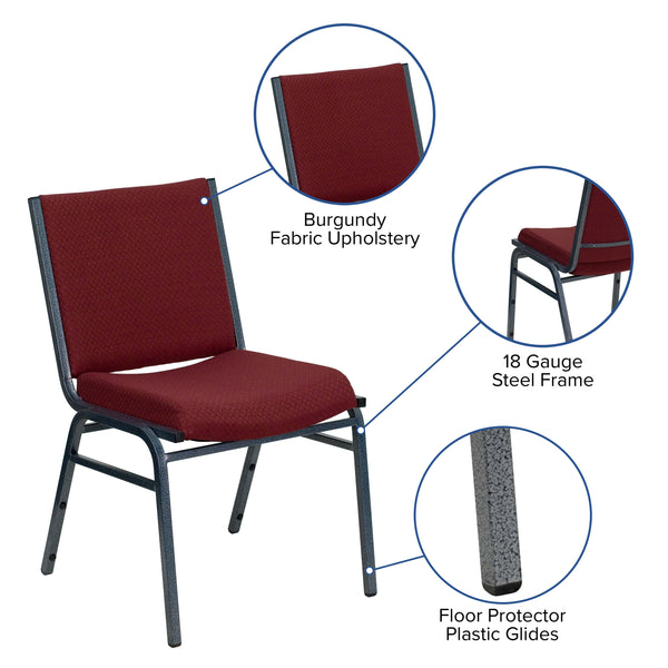 Burgundy Patterned Fabric |#| Heavy Duty Burgundy Patterned Fabric Stack Chair - Reception Furniture