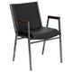 Black Vinyl |#| Heavy Duty Black Vinyl Stack Chair with Arms - Reception Furniture