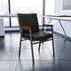 Black Vinyl |#| Heavy Duty Black Vinyl Stack Chair with Arms - Reception Furniture