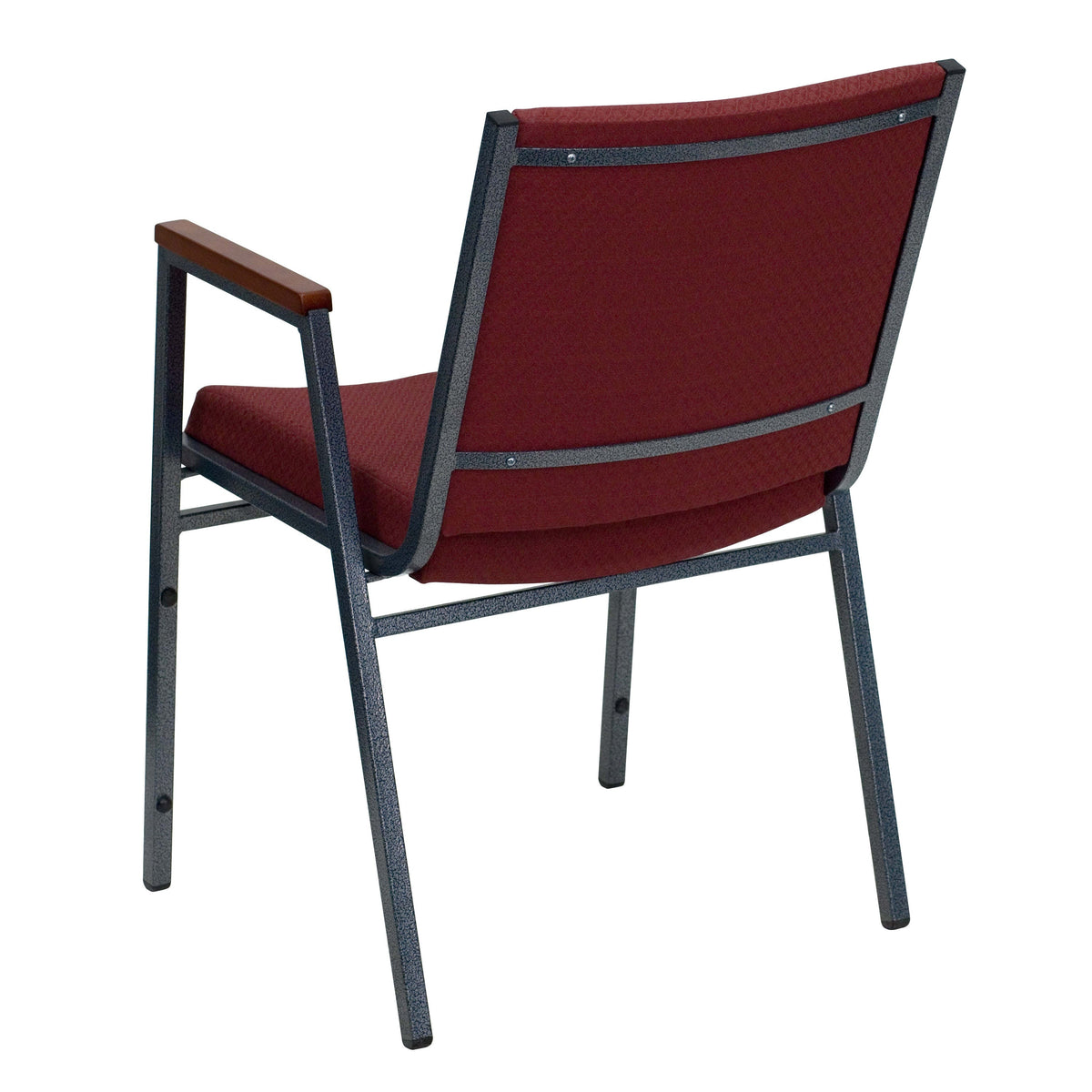 Burgundy Patterned Fabric |#| Heavy Duty Burgundy Patterned Fabric Stack Chair with Arms - Reception Furniture