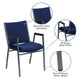 Navy Patterned Fabric |#| Heavy Duty Navy Blue Dot Fabric Stack Chair with Arms - Reception Furniture