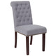 Light Gray Fabric |#| Lt Gray Fabric Parsons Chair with Rolled Back, Accent Nail Trim & Walnut Finish