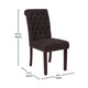 Brown Fabric |#| Brown Fabric Parsons Chair with Rolled Back, Accent Nail Trim and Walnut Finish