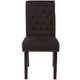 Brown Fabric |#| Brown Fabric Parsons Chair with Rolled Back, Accent Nail Trim and Walnut Finish