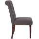 Dark Gray Fabric |#| Dk Gray Fabric Parsons Chair with Rolled Back, Accent Nail Trim & Walnut Finish