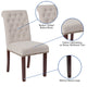 Beige Fabric |#| Beige Fabric Parsons Chair with Rolled Back, Accent Nail Trim and Walnut Finish