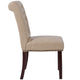 Beige LeatherSoft |#| Beige LeatherSoft Parsons Chair w/Rolled Back, Accent Nail Trim &Walnut Finish