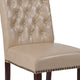 Beige LeatherSoft |#| Beige LeatherSoft Parsons Chair w/Rolled Back, Accent Nail Trim &Walnut Finish