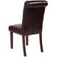 Brown LeatherSoft |#| Brown LeatherSoft Parsons Chair w/Rolled Back, Accent Nail Trim &Walnut Finish