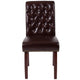 Brown LeatherSoft |#| Brown LeatherSoft Parsons Chair w/Rolled Back, Accent Nail Trim &Walnut Finish