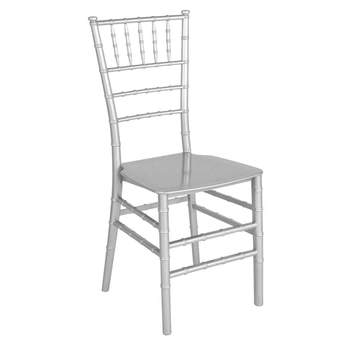 Silver |#| Silver Stackable Resin Chiavari Chair - Banquet and Event Furniture