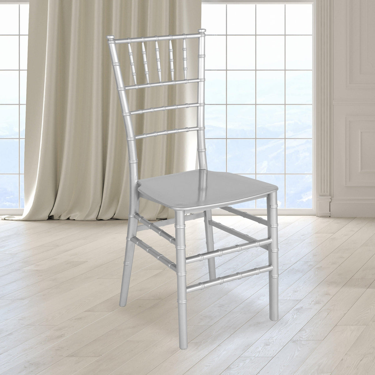 Silver |#| Silver Stackable Resin Chiavari Chair - Banquet and Event Furniture