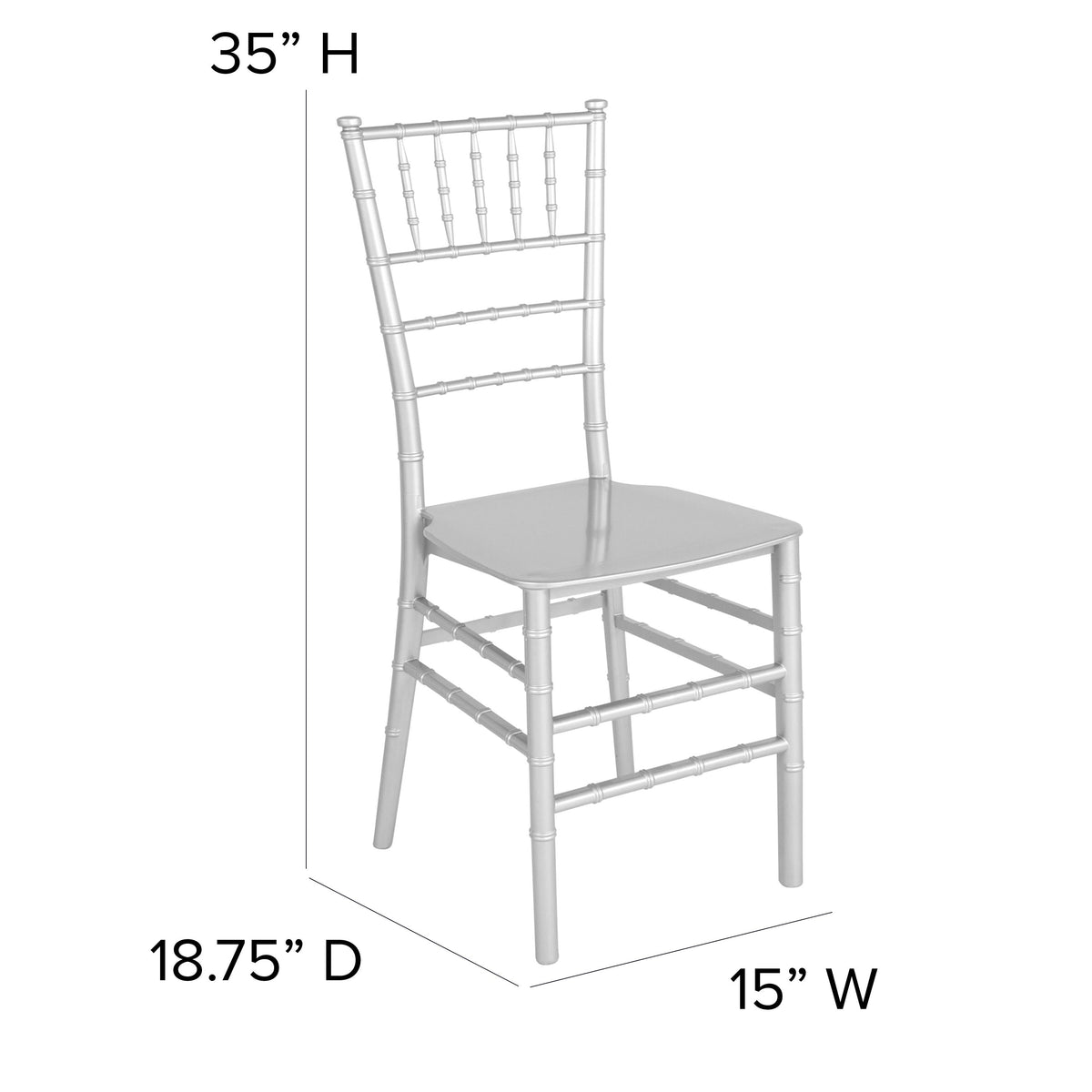 Silver |#| Silver Stackable Resin Chiavari Chair - Banquet and Event Furniture