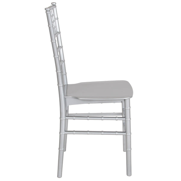 Silver |#| Silver Stackable Resin Chiavari Chair - Banquet and Event Furniture