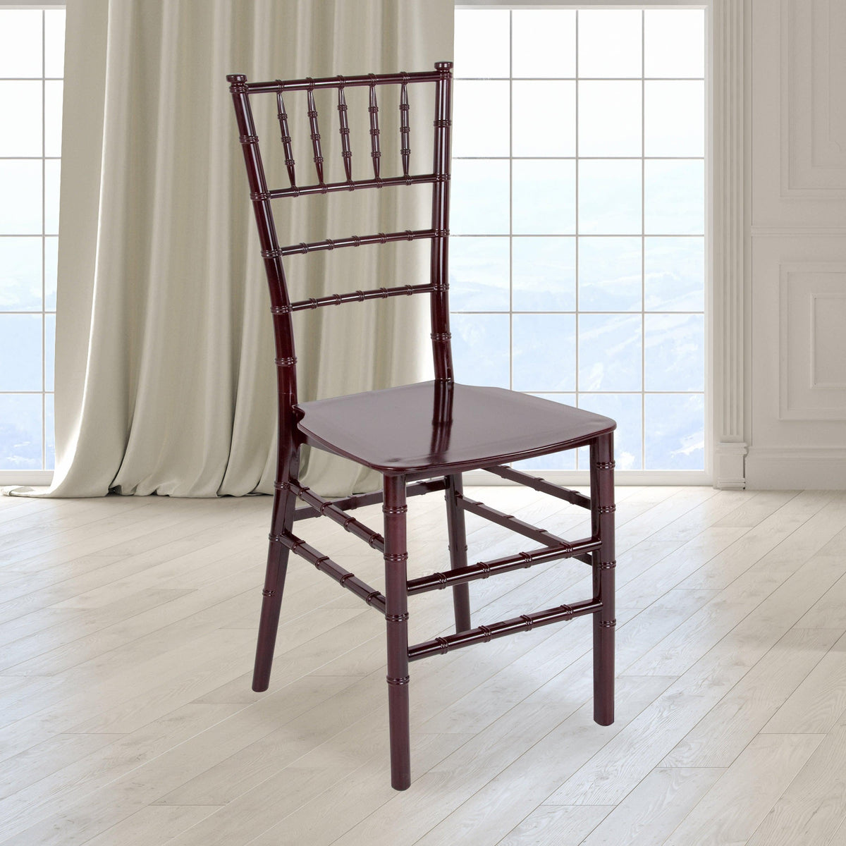 Mahogany |#| Mahogany Stackable Resin Chiavari Chair - Banquet and Event Furniture