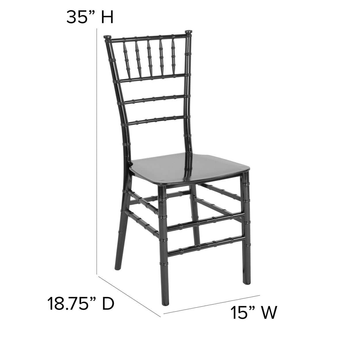 Black |#| Black Stackable Resin Chiavari Chair - Hospitality and Event Seating