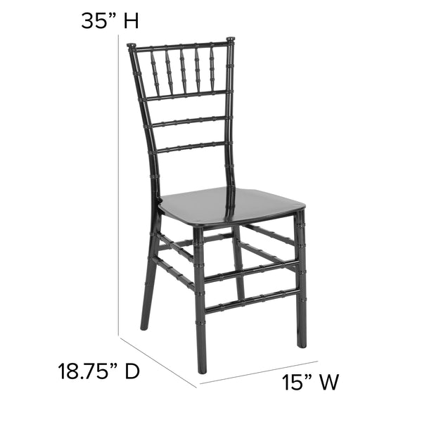 Black |#| Black Stackable Resin Chiavari Chair - Hospitality and Event Seating