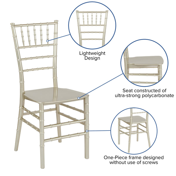 Champagne |#| Champagne Stackable Resin Chiavari Chair - Hospitality and Event Seating