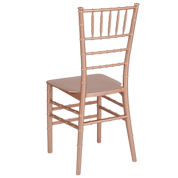 Rose Gold |#| Rose Gold Resin Stackable Chiavari Chair - Banquet and Event Furniture