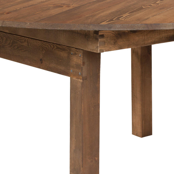 60inch Round Antique Rustic Solid Pine Folding Farm Dining Table
