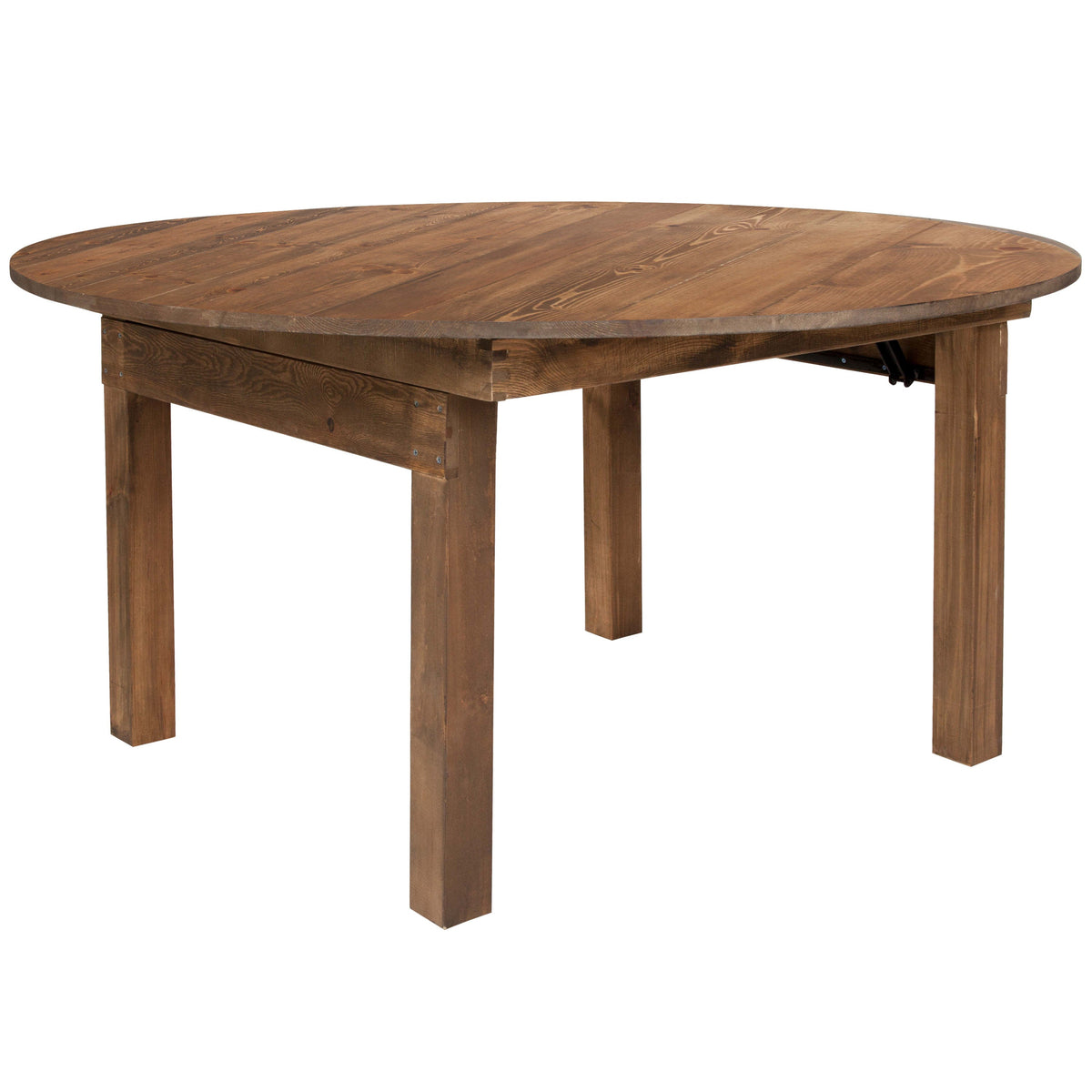 Antique Rustic |#| 60" Round Antique Rustic Solid Pine Folding Farm Dining Table