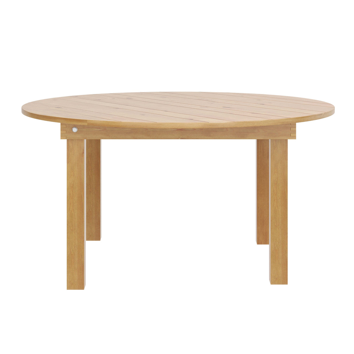 Light Natural |#| 60" Round Antique Rustic Solid Pine Farmhouse Folding Table in Light Natural