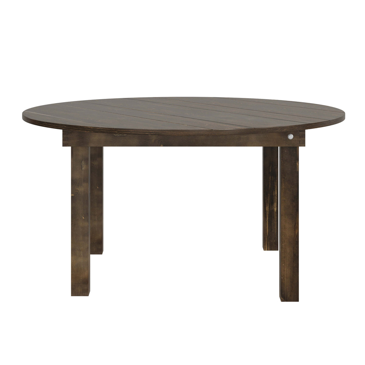 Mahogany |#| 60" Round Antique Rustic Solid Pine Farmhouse Folding Table in Mahogany