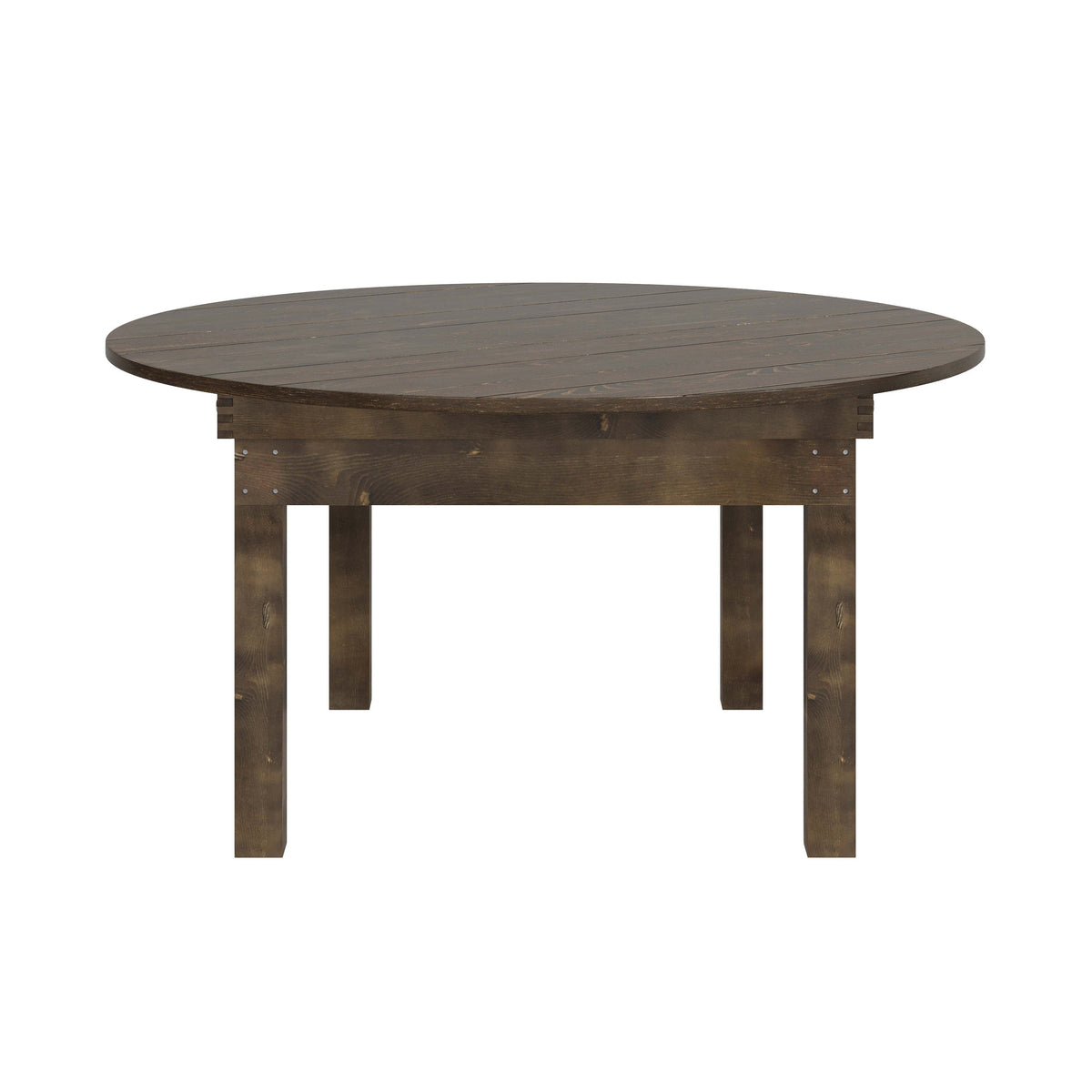 Mahogany |#| 60" Round Antique Rustic Solid Pine Farmhouse Folding Table in Mahogany