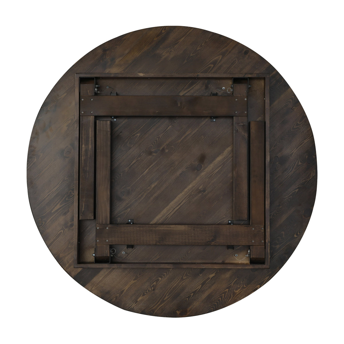 Mahogany |#| 60" Round Antique Rustic Solid Pine Farmhouse Folding Table in Mahogany
