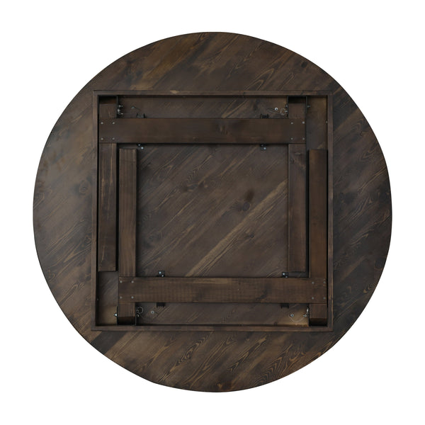 Mahogany |#| 60" Round Antique Rustic Solid Pine Farmhouse Folding Table in Mahogany