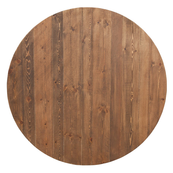 Antique Rustic |#| 60" Round Antique Rustic Solid Pine Folding Farm Dining Table