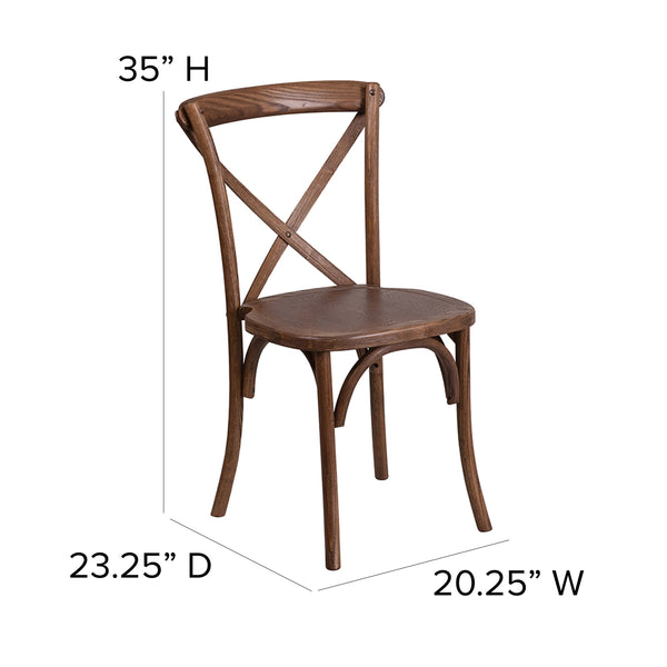 Pecan |#| Stackable Pecan Wood Cross Back Chair - Dining Room Seating