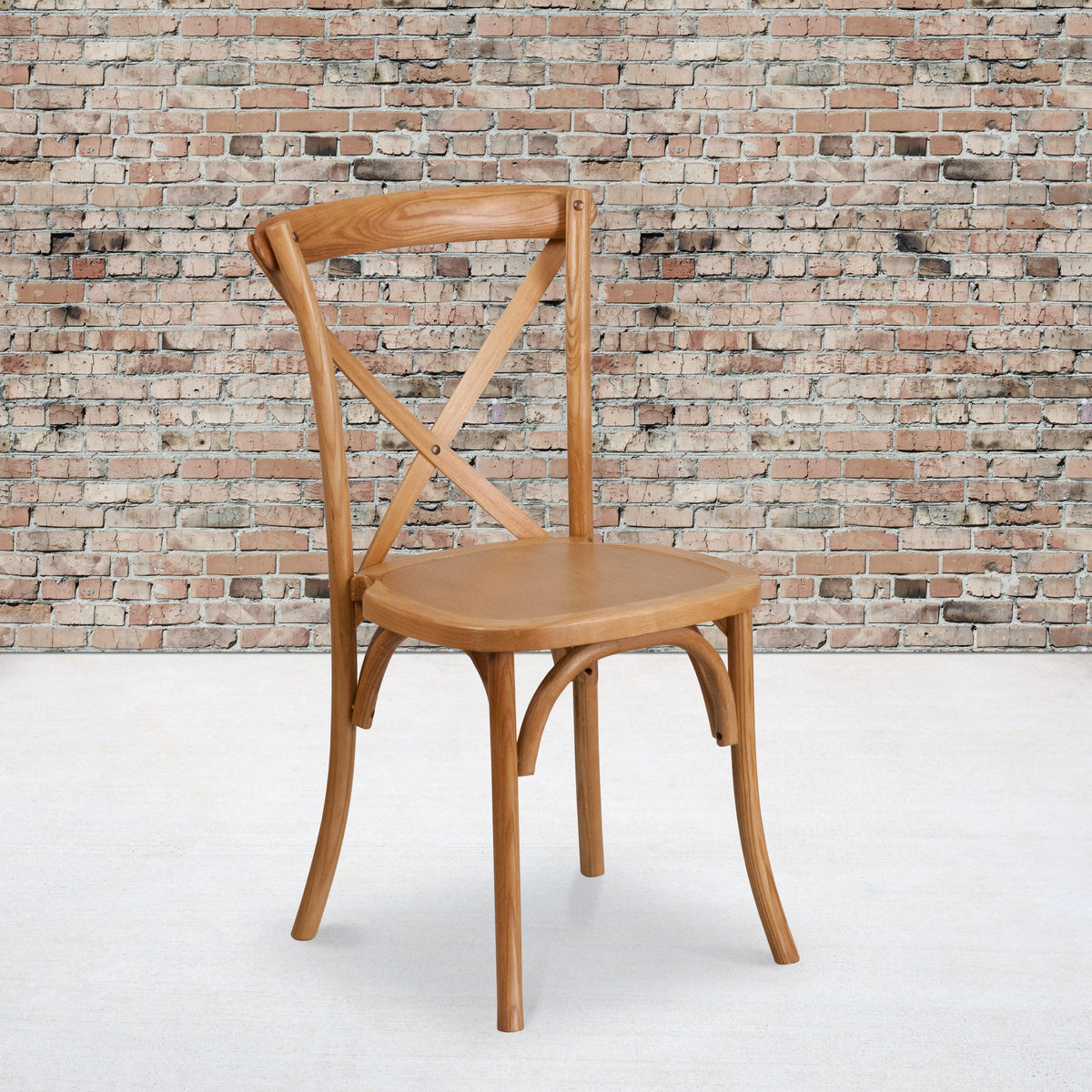 Oak |#| Stackable Oak Wood Cross Back Chair - Dining Room Seating