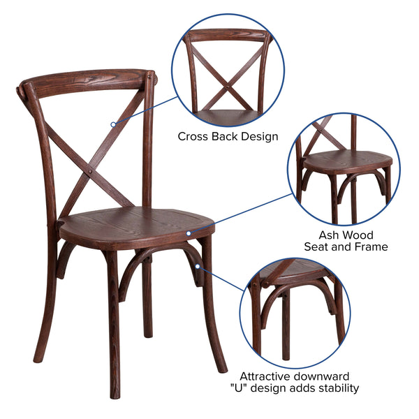 Mahogany |#| Stackable Mahogany Wood Cross Back Chair - Dining Room Seating