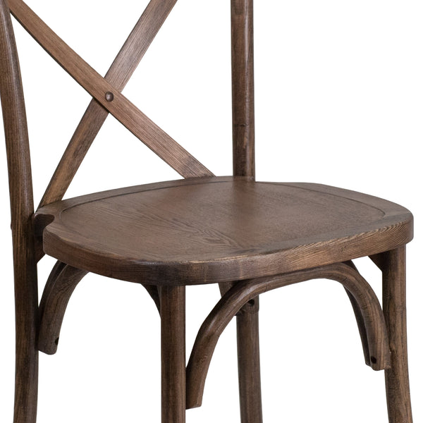 Early American |#| Stackable Early American Wood Cross Back Chair - Dining Room Seating