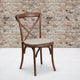 Pecan |#| Stackable Pecan Wood Cross Back Chair with Cushion - Dining Room Seating