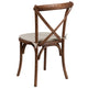 Pecan |#| Stackable Pecan Wood Cross Back Chair with Cushion - Dining Room Seating