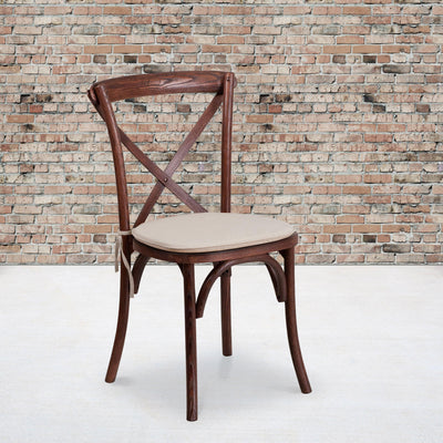 HERCULES Series Stackable Wood Cross Back Chair with Cushion - View 2