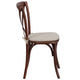 Mahogany |#| Stackable Mahogany Wood Cross Back Chair with Cushion - Dining Room Seating