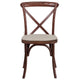 Mahogany |#| Stackable Mahogany Wood Cross Back Chair with Cushion - Dining Room Seating