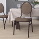 Brown Patterned Fabric/Copper Vein Frame |#| Teardrop Back Brown Patterned Fabric Stacking Banquet Chair - Copper Vein Frame