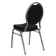 Black Patterned Fabric/Silver Vein Frame |#| Teardrop Back Black Patterned Fabric Stacking Banquet Chair - Silver Vein Frame