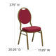 Burgundy Patterned Fabric/Gold Frame |#| Teardrop Back Stacking Banquet Chair in Burgundy Patterned Fabric - Gold Frame