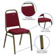 Burgundy Fabric/Gold Vein Frame |#| Trapezoidal Back Stacking Banquet Chair in Burgundy Fabric - Gold Vein Frame