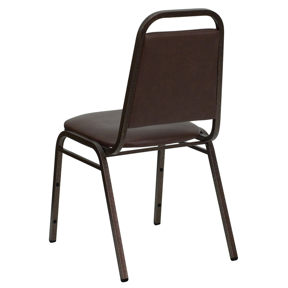 Brown Vinyl/Copper Vein Frame |#| Trapezoidal Back Stacking Banquet Chair in Brown Vinyl - Copper Vein Frame